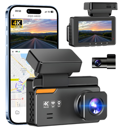 ZIQO A600 4K Dash Cam with WiFi, GPS & HDR | Front 4K + Rear 2K