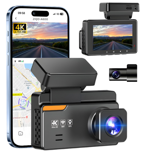 ZIQO A600 4K Dash Cam with WiFi, GPS & HDR | Front 4K + Rear 2K