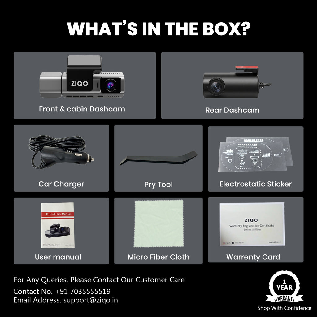 ZIQO T300 3-Channel 4K+2K+2K Starvis Dash Cam