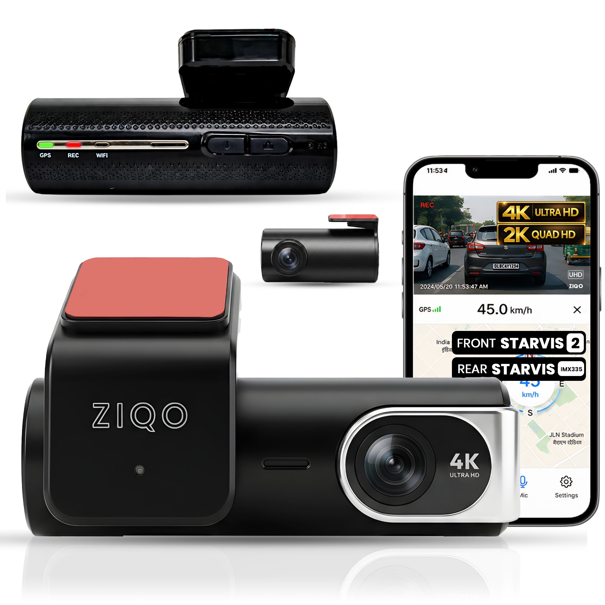 ZIQO A700 4K+2K Dual STARVIS Dash Cam