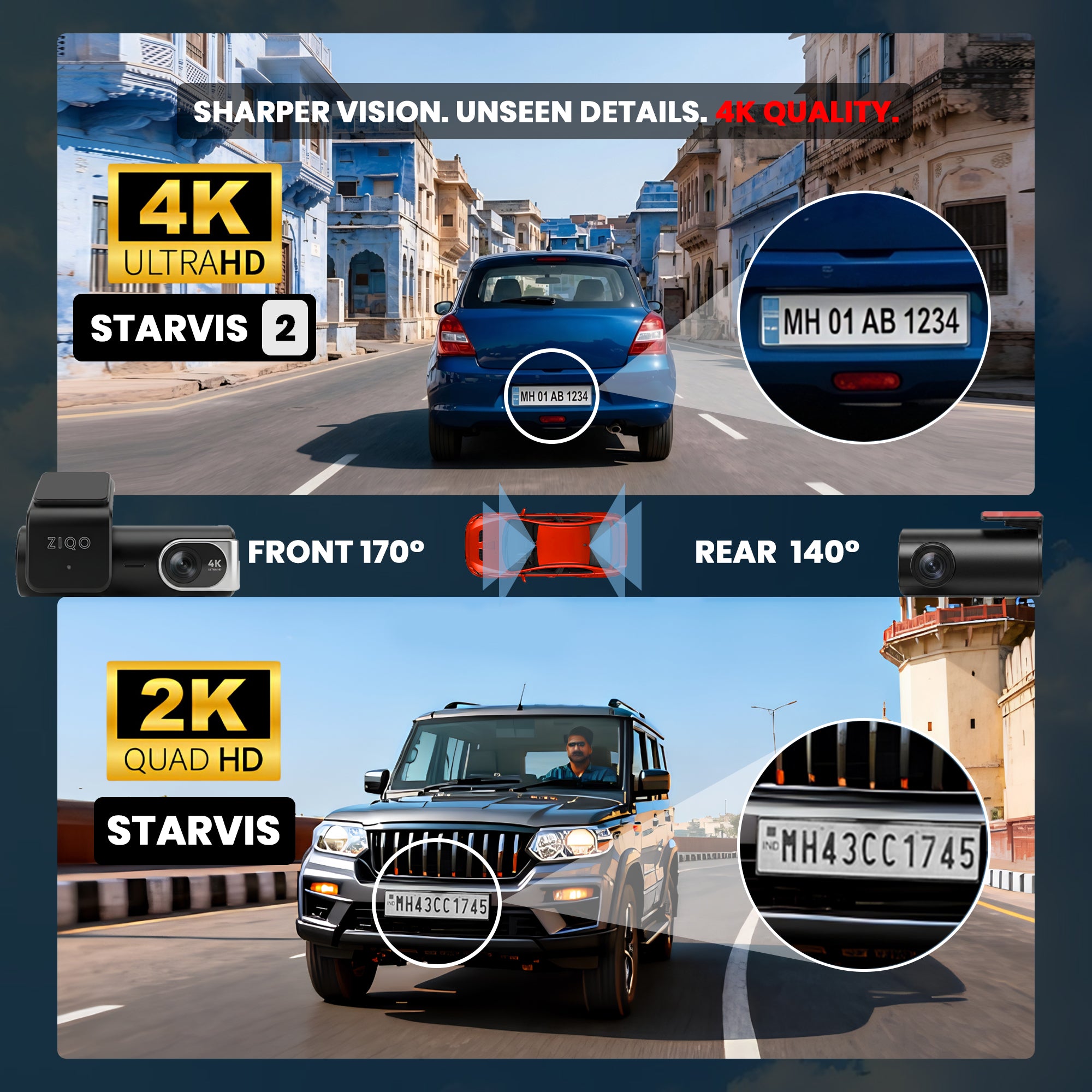 ZIQO A700 4K+2K Dual STARVIS Dash Cam