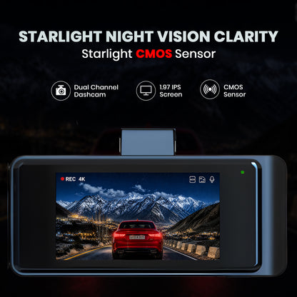 ZIQO Z400 Premium Dual 4K Dashcam | True 4K Front + 4K Rear with GPS & Wi-Fi