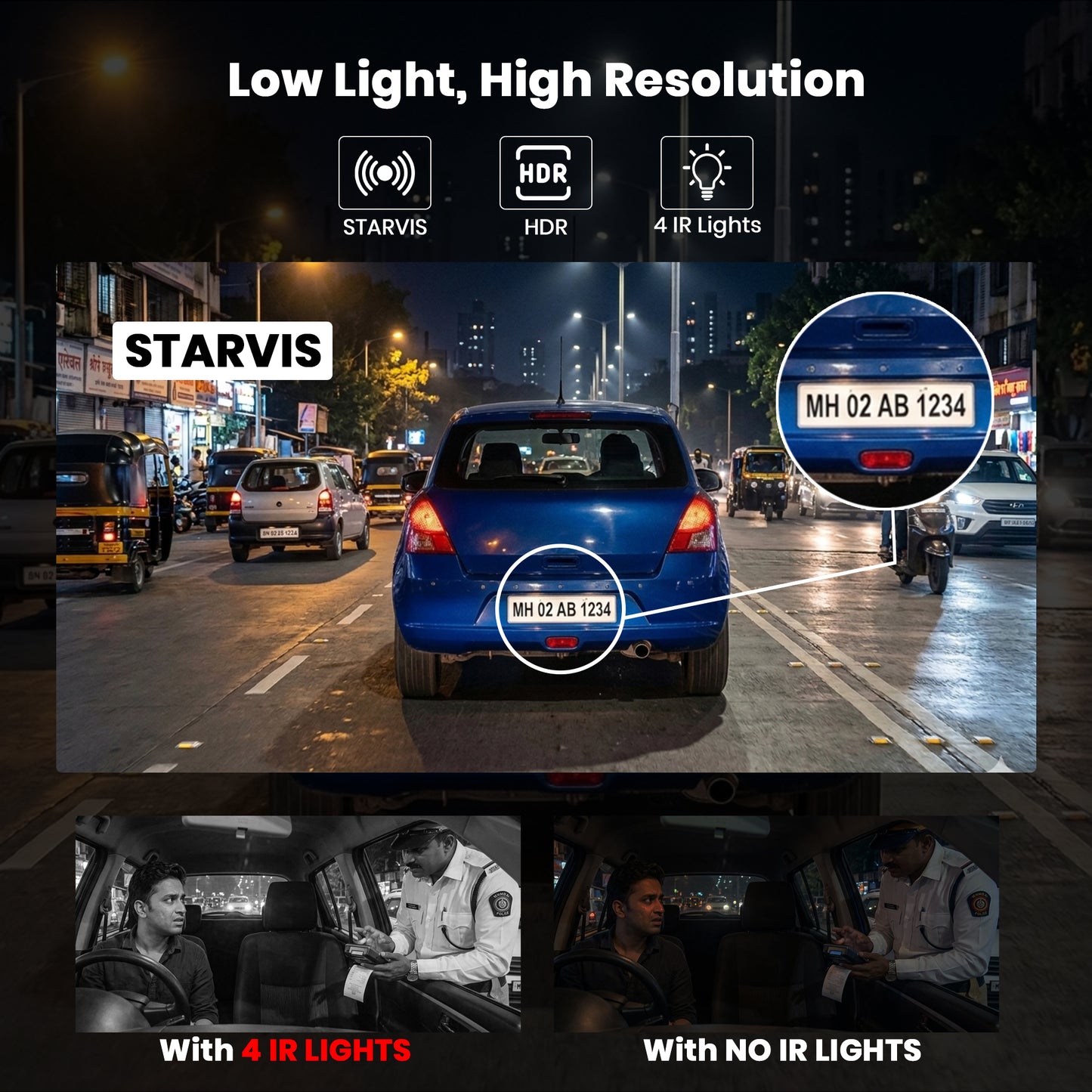 ZIQO T300 3 Channel Dashcam | 4K Front + 2K Rear + 2K Cabin with Sony STARVIS & GPS