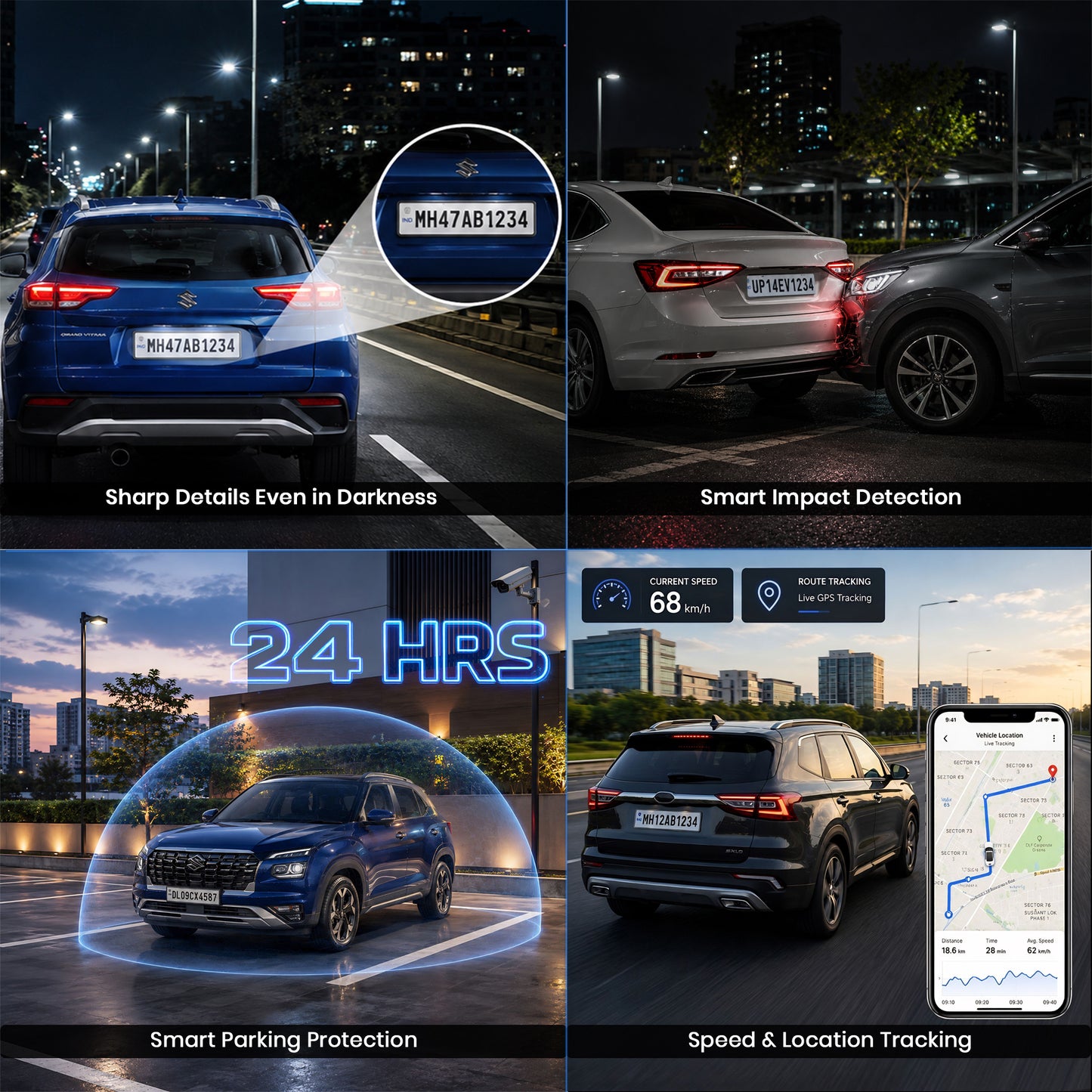 ZIQO A800 Premium Dual 4K Dashcam | Front 4K + Rear 2K with GPS & Dual Band Wi-Fi
