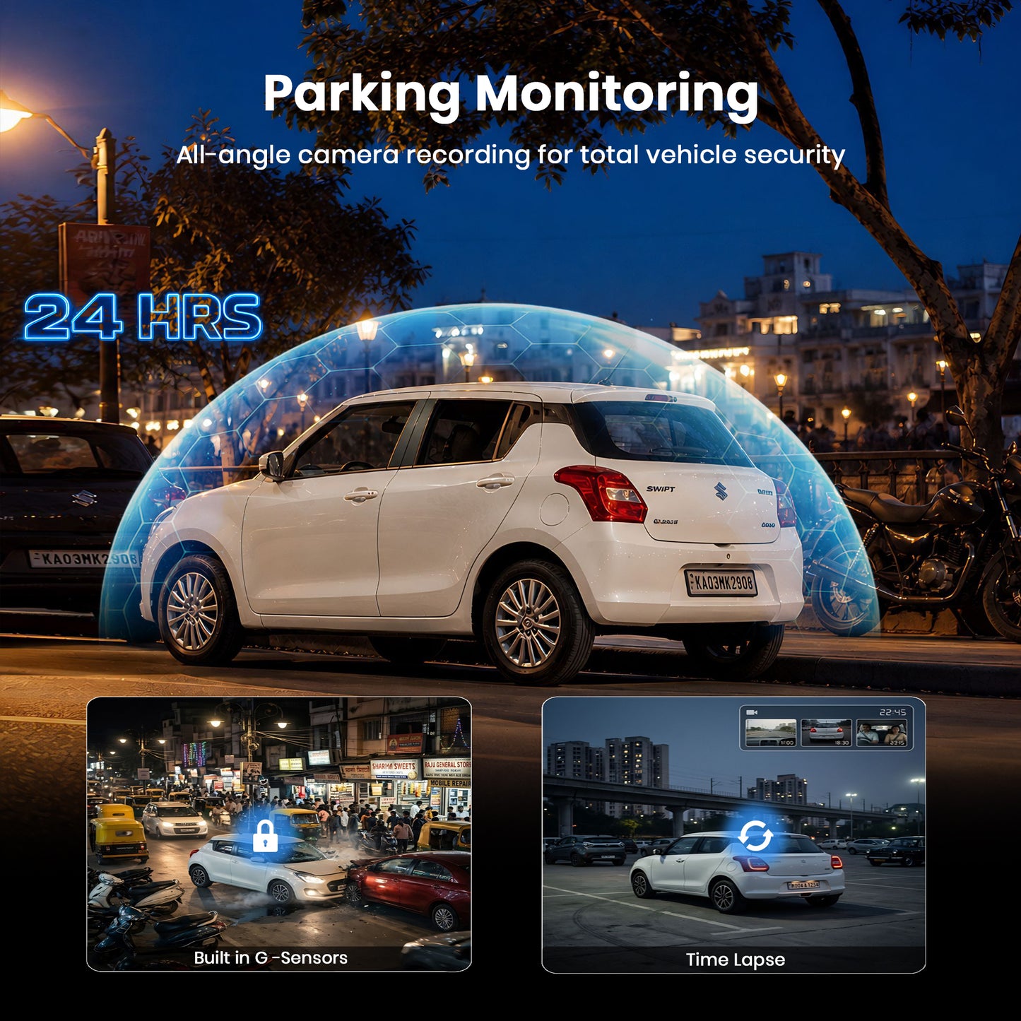 ZIQO T300 3 Channel Dashcam | 4K Front + 2K Rear + 2K Cabin with Sony STARVIS & GPS