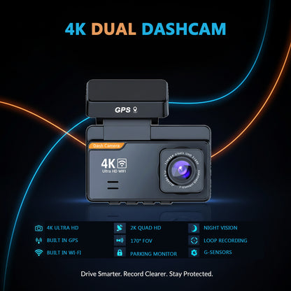 ZIQO A600 4K Dash Cam with WiFi, GPS & HDR | Front 4K + Rear 2K
