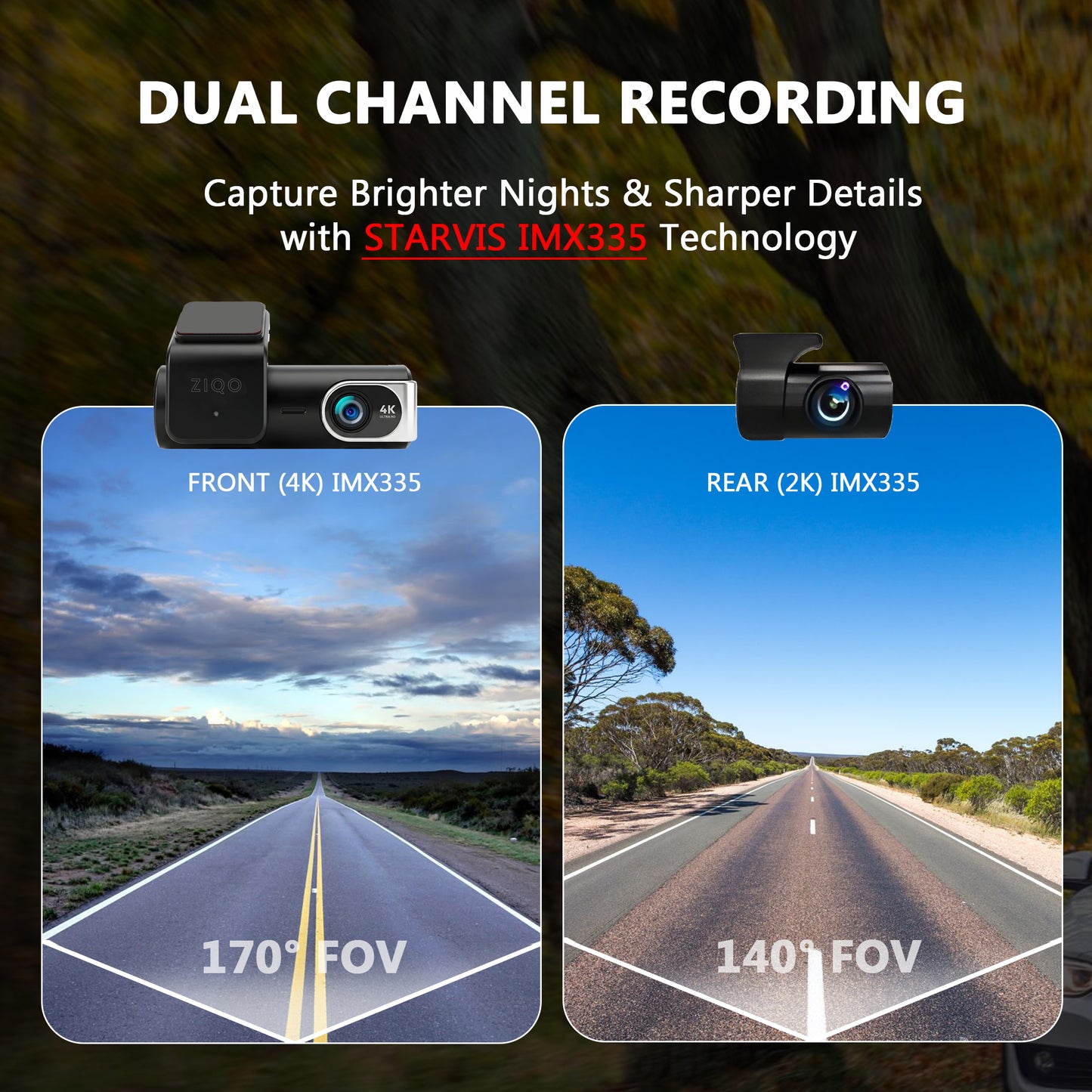 ZIQO A700 Dual STARVIS Dash Cam - 4K+2K